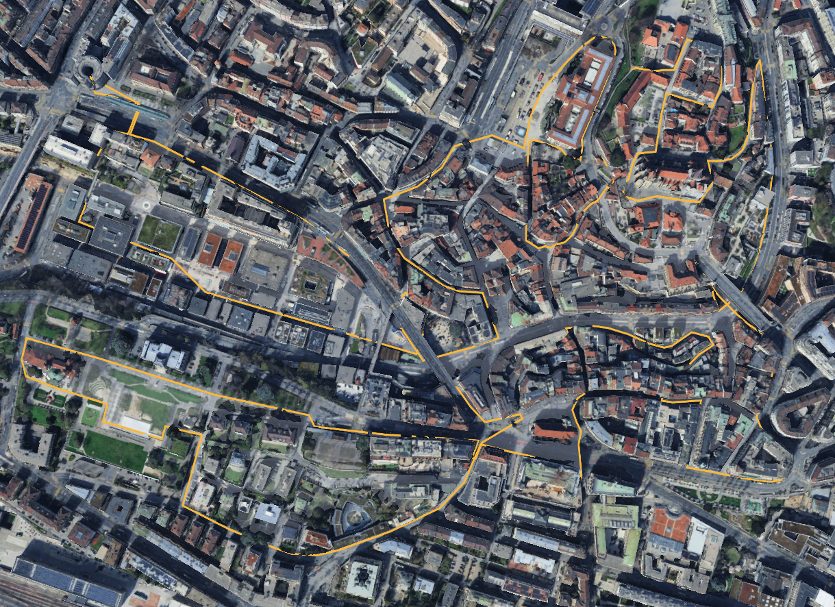 Walk 01 plotted on the Swiss federal topographic map